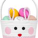 Empty Gift Basket for Girls Kids - Fluffy - Carry Around Girl's Basket - Personalized Easter Baskets for Girls Adorable Easter -Easter Basket Essentials With Handle (Pink)
