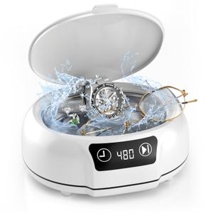 kunphy Ultrasonic Jewelry Cleaner, 700ml(24.5 0z) 48KHz Jewelry Cleaner Machine with 3 Digital Timers, Ultrasonic Cleaning Machine for Glasses, Rings, Diamond, Necklaces (1 Count (Pack of 1))