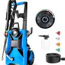 5000PSI Pressure Cleaner 4.0 GPM Adjustable Pressure,4.0 GPM Power Cleaner with Foam Cannon,4 Nozzles,33FT Hose and 500ml Soap Bottle for Home/Cars/Driveways/Patios/Fences (Without Hose Reel, Blue)