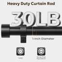 Zeerobee Curtain Rods for Windows 66 to 120, Black Curtain Rod, Adjustable 1 Inch Heavy Duty Outdoor/Indoor Modern Drapery Pole, 32"-120"