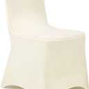 Peomeise 12pcs Stretch Spandex Chair Cover for Wedding Party Dining Banquet Event (Ivory, 12)