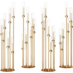 7 Arms Floor Candelabra 46.5'' Floor Candle Holders for Wedding Gold Candle Sticks Holder Decor Metal Candlestick Set with Acrylic Lampshades for Home Party (7 arm Round 46.5in)