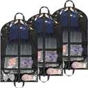 LOVEGRASS Kids Garment Bag for Dance Costumes, 40" Dance Garment Bags for Dancers with 4 Clear Zipper Pockets, Foldable Dance Competition Garment Bags for Hanging Clothes, 3 Pack, Black