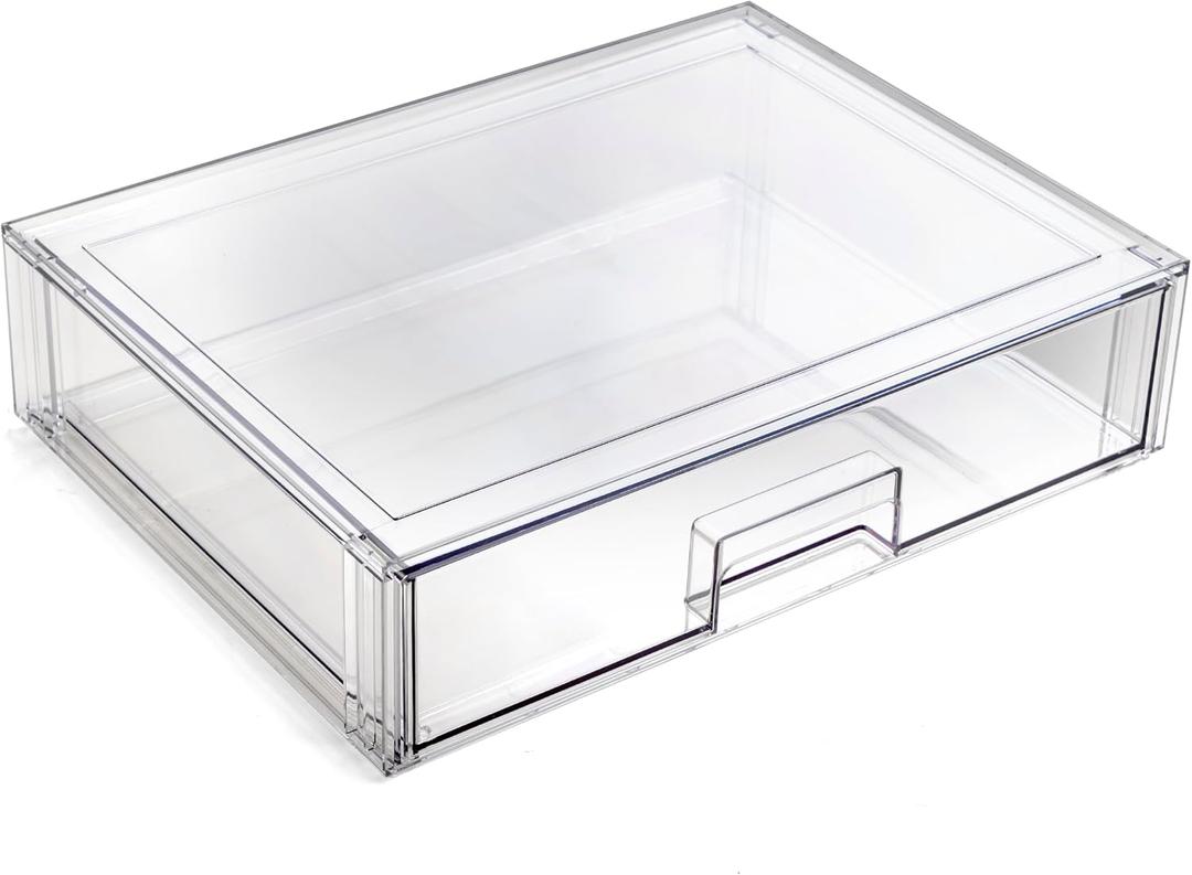 BINO | Stackable Storage Drawers, Shallow X-Large - Clear | THE CRATE COLLECTION | Storage Bins With Drawers Bathroom Organizers and Storage Organization and Storage Under Sink Organizer Vanity Home BINO | Stackable Storage Drawers, Shallow X-Large - Clear | THE CRATE COLLECTION | Storage Bins With Drawers Bathroom Organizers and Storage Organization and Storage Under Sink Organizer Vanity Home