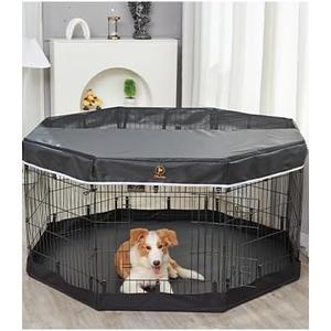 PJYuCien Dog Playpen, 8 Panels 42"H Dog Pens Indoor with Bottom Pad and Top Cover, Metal Foldable Pet Puppy Exercise Fence Crate Kennel, Better for Medium and Big Animals,Black (36"L x 24"W x 36"H)