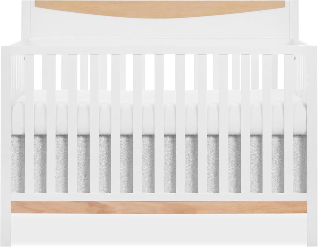Dream On Me Emerson 5-in-1 Convertible Full-Size Baby Crib in White & Vintage Oak, GreenGuard Gold & JPMA, Converts to Toddler, Day, & Full-Size Bed, Non-Toxic Paint, Safe Sleep Environment, 54.8"L x 29"W x 42"H
