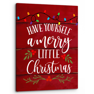 PHAMTE Have Yourself a Merry Little Christmas Wall Art,Christmas Canvas Wall Art,Red Rustic Festive Print Framed Canvas Painting Christmas Wall Art Home Kids Room Bedroom Decor 16x24 Inch