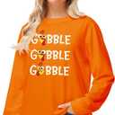 AOBUTE Womens Christmas Long Sleeve Sweatshirts Xmas Printed Casual Tops (Orange, XXL)