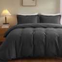 Waffle Weave Cotton Duvet Cover Full Size - 100% Cotton Duvet Cover Set for All Season, Textured PureWoven Breathable Bedding Sets 3 Pcs with 2 Pillow Shams, Zipper, 4 Conner Ties, Dark Grey