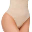SIMIYA Thong Shapewear Tummy Control for Women High Waist Stay-Put Body Shaper Girdle Compression Stomach Shapewear Thong, Large