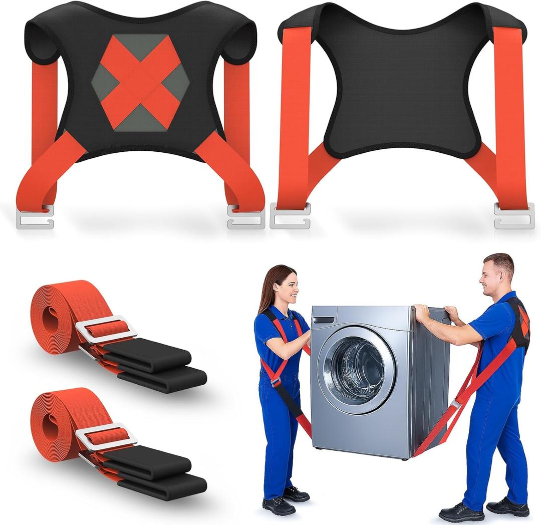 NOCOEX 2-Person Moving Straps for Lifting - Moving Straps with Back Support for 2 Movers - Shoulder Lifting System for Move & Carrying Furniture Appliances Mattresses Heavy Objects Up to 880lbs (Red-black)