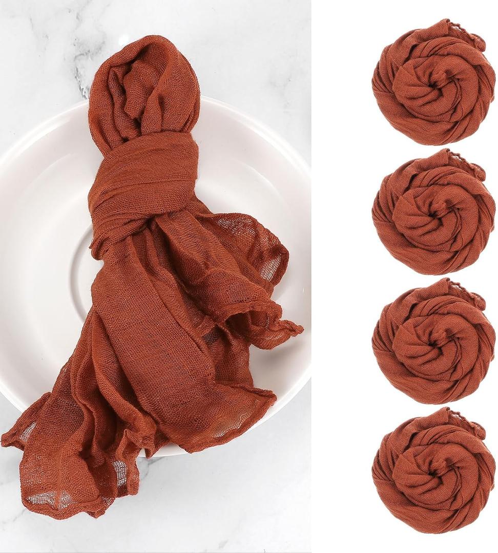 uxcell 6Pcs Cheesecloth Napkins, 20x20 Inch Terracotta Rustic Dinner Table Napkins Decorative Napkins for Wedding Party Table Decor Bridal Shower