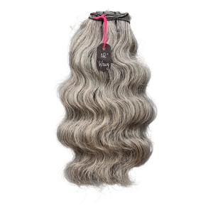 Salt & Pepper Wavy Natural Gray Indian Raw Hair Bundles (12" Wavy One Bundle)