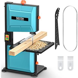 SEESII Benchtop Band Saw for Woodworking: 3A-120V Bandsaw with 8" Cutting Width, Max 3-1/8" Cutting Height, Band Saws with 0-45 Tilting Worktable&Miter Gauge&Double-Sided Fence for Detailed Woodwork