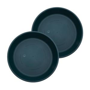 The HC Companies 14 Inch Classic Round Plant Saucer, Lightweight UV-Resistant Plastic Outdoor & Indoor Flower Pot Tray, 2-Pack Plant Pot Trays for Garden & Home Decor, Evergreen