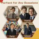 Adjustable Glossy Self Ties for Boys Kids, Solid Color Boys Tie for School Wedding Party Graduation Formal Banquet (Black)