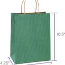 BagDream Gift Bags 8x4.25x10.5 Inches 100Pcs Kraft Paper Bags with Handles Bulk Medium, Green Stripe, 100% Recycled, Retail Merchandise Grocery Paper Sacks