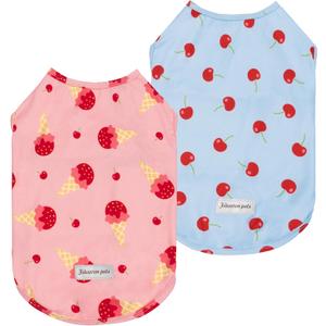 Fitwarm 2 Pack Ice Cream & Cherry UPF 50+ UV Sun Protection Dog Shirt, Lightweight Cooling Vest, Quick Dry Summer Clothes for Small Dogs Girl, Pet Outfit, Pink, Light Sky Blue, XL