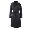 London Fog Black Large HOODED TRENCH COAT WITH WAIST BELT