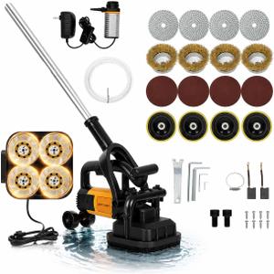 4-Head Concrete Surface Grinder with Handle & Auxiliary Wheels3800W Concrete Grinder Machine with 6-Speed Control & Dust Collection Cover, Floor Grinder for Grinding Concrete Deck Marble Granite