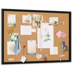 Miratino Large Bulletin Board, 36 "x 24" Cork Boards for Walls with Black Frame, Pin Display Board Vision Board for Home School Office Decor