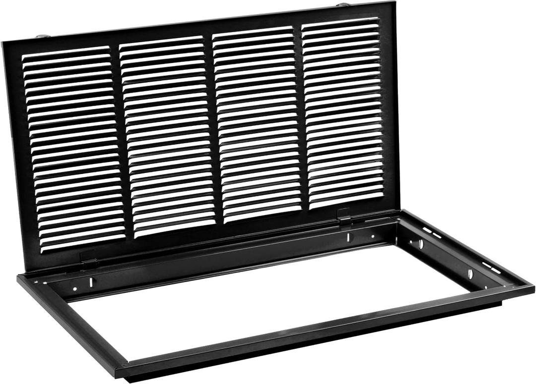 HVAC Premium 24" X 16" Steel Return Air Filter Grille for 1" Filter - Removable Face/Door - HVAC Duct Cover - Flat Stamped Face - Black [Outer Dimensions: 26 5/8" X 18 5/8"]