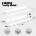 Boswillon Floating Shelves Wall Mounted Set of 2, Modern White Shelves for Bedroom, Nursery Shelves with Lip, Display Picture Ledge Shelf for Wall Decor Living Room Bathroom Kitchen - White