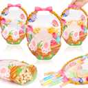 CCINEE 60 Packs Easter Treat Bags Bulk, Easter Gifts Bags with Handle Sealing Bunny Goodie Cellophane Ziplock Bag Bulk for Classroom School Party Favors Gift Exchange (Pastel)