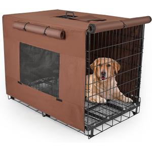 Dog Crate Cover 48 Inch Thickened Dog Kennel Cover Windproof Puppy Cage Covers with Mesh Windows on Both Sides Portable Crate Covers for Dogs Cages Fit for Indoor/ Outdoor Use