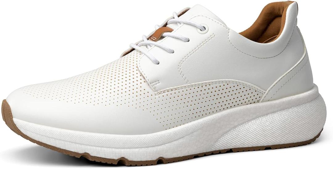 Bruno Marc Men's Casual Dress Sneakers Shoes, All-Day Comfort Cushioning Walking Breathable Lightweight Oxfords MaxFlex ActiveMetro, Size 8.5, White, BMUMOX2421