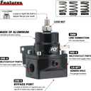 Adjustable Fuel Pressure Regulator Kit 3-70PSI With 6AN Return and 6AN feed Port with AN6-6AN Fuel Line Hoses Connectors (black)