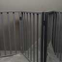 Pet Gate - 4-Panel Indoor Foldable Dog Fence for Stairs, Hallways, or Doorways - 72x24-Inch Retractable Wood Freestanding Dog Gates by PETMAKER (Gray) (4 Panel, Gray)