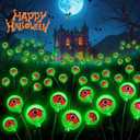 2025 Upgraded Halloween Lights Outdoor Solar Eyeball Light: 6 Pack 36 LED Green Scary Eyeballs Swaying Firefly, Waterproof Halloween Pathway Lights for Yard, Garden, Lawn Outside Lighting Decor