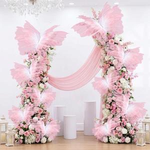 10 Pcs 24'' 20'' 12'' Large Gradient Pink Pearl Butterfly Decoration 3 Size Giant Mariposas Grandes Para Decor Big 3D Silk Butterfly for Indoor Outdoor Wedding Baby Shower Women Birthday Hanging Decor