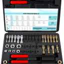 49-Piece Thread Chaser Set, UNC UNF & Metric Thread Repair Kit with Taps, Dies, and Files, Rethread Repair Tool for Bolts, Nuts and Screws