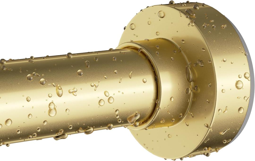Gold Shower Curtain Rod 34-66 Inches (2.8-5.5ft) Never Rust Adjustable Shower Rod Spring Tension Non Slip No Drilling Shower Rods for Bathroom Garland Window