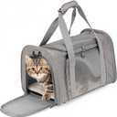 Mr. Pen- Pet Carrier, 17.5" x 11.2" x 11.5", Medium Size, Gray, Portable Travel Carrier for Small Pets, Cats & Small Dogs, Breathable Mesh, Safety Inner Leash, Side Pocket & Padded Shoulder Strap