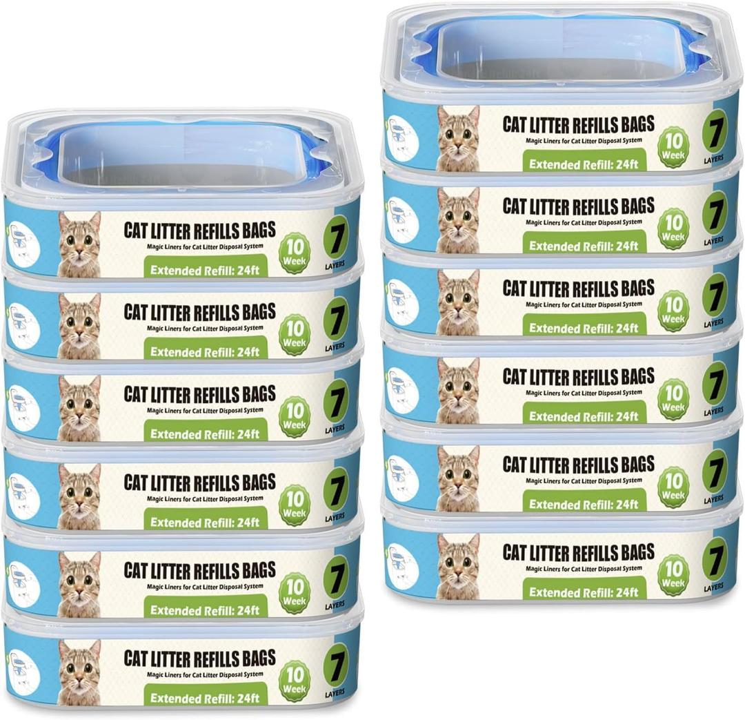 Cat Litter Refills Cartridge Compatible with Your Genie Litter Standard, Plus and XL Cat Litter Pail, Pack of 12