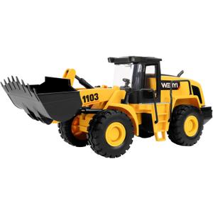 Bulldozer Toy, 16" Front Loader, 1:10 Scale Classics Bulldozer, Wheel Loader with Real Working Arm & Bucket, Lights & Sounds Construction Vehicle Toy for Boys and Girls, Kids, Toddlers, Ages 3+