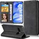 For Google Pixel 9A Case Flip Leather Cover with Hinge Protection, Thin Magnetic Wallet Case [Card Holder], Shockproof Protective for Google Pixel 9A Phone Case, Black