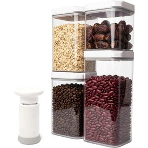 BARRYSAIL Vacuum Sealed Food Storage Containers with Pump Airtight, Keeps Food Fresh, Prevents Bacteria Ideal for Grains, Coffee, Snacks & dog food storage container(4-Piece Set)