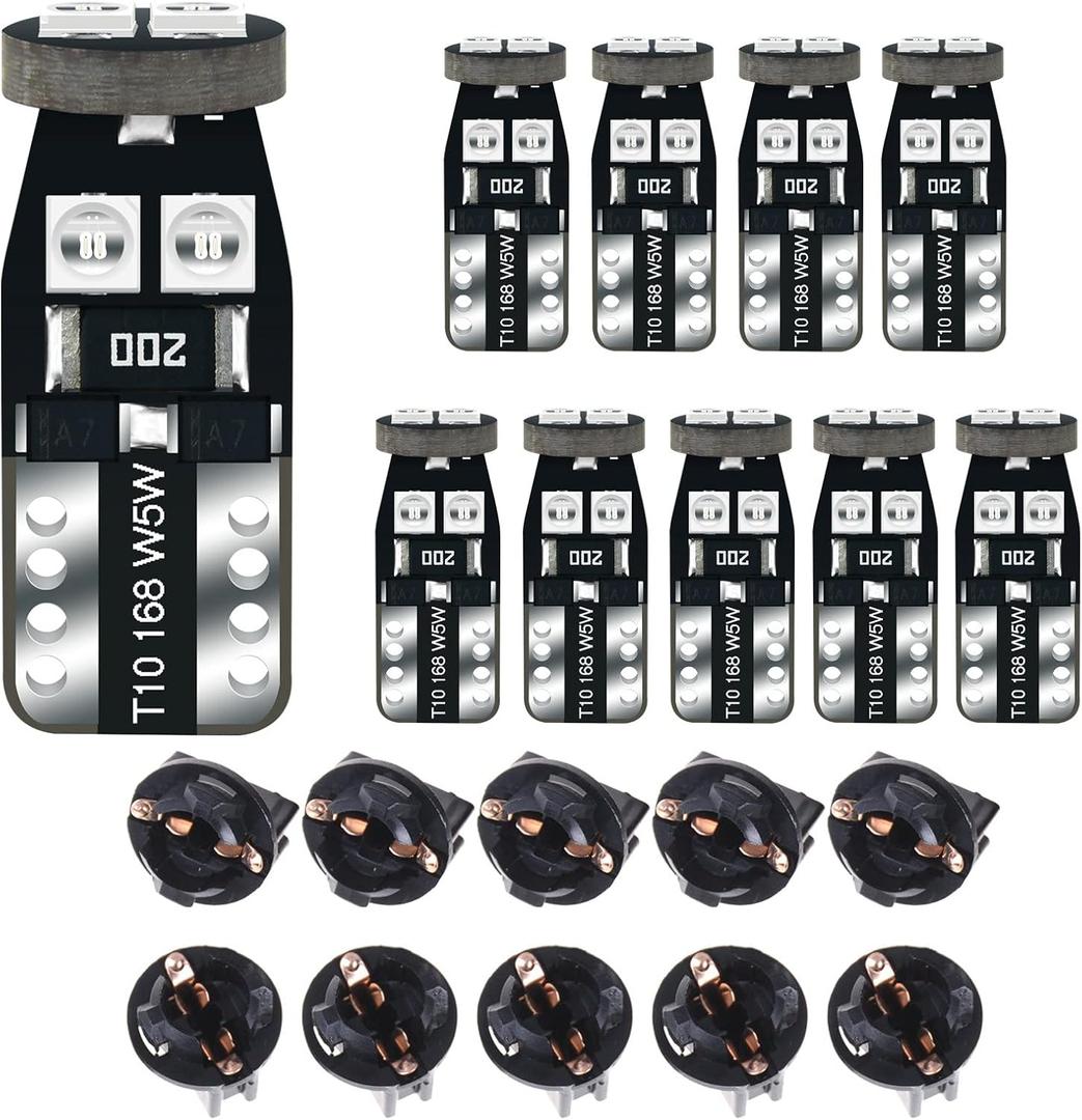 12V Green T10 PC168 PC175 PC194 PC194G PC195 PC160 PC161 PC195NA Instrument Cluster Light LED Bulb Replacement For Dashboard Dash Panel Gauge Indicator Lamp W5W 158 168 194 2825 with Socket