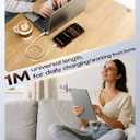 3 x Kuulaa USB-C to USB-C Cable, 60W Fast Charging Cable, PD 3.0 Compatible with iPhone 17 Pro Max 16 15, Samsung Galaxy S25, MacBook, iPad, Pixel, Switch, Xiaomi, Black, Nylon, 1m + 1m (White)