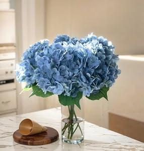 5PCS Hydrangea Artificial Flowers, Real Touch Latex Hydrangeas, Realistic Faux Floral Dcor for Home Office Wedding Bouquets Centerpieces Party