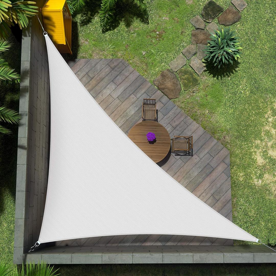 Amgo 14' x 14' x 19.8' White Right Triangle Sun Shade Sail UPF50+ Canopy Awning AGSLT, 95% UV Blockage, Water & Air Permeable, 200GSM Heavy Duty Commercial and Residential 