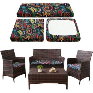 SUKAIKEQA Waterproof 3-Piece Patio Sofa Cushion Cover Set - Replacement Covers for Outdoor Wicker Furniture, Bench & Seat Cushions with 4pcs Throw Pillow Cover