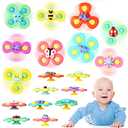 Leitee 4 Pcs Suction Cup Toys Bath Toys Sensory Strong Suction Cup Toys Spinner Dimple Toy Birthday Gifts for Early Education Bathtub Dining Chairs, 3 Styles(Cute Style)