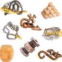 8 Pieces IQ Logic Training Brain Teaser Puzzles for Adults and Kids Family Games Party Favor Coffee Time Challenging Assembly and Disassembly Desk Toys