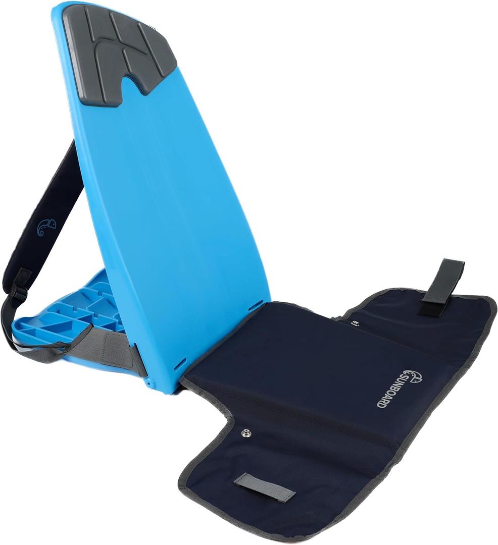 Portable Ground Chair for Beach, Camping, Park & Stadium – 5-Position Recline, Wearable with 8L Storage – Backpack Style – (Blue)