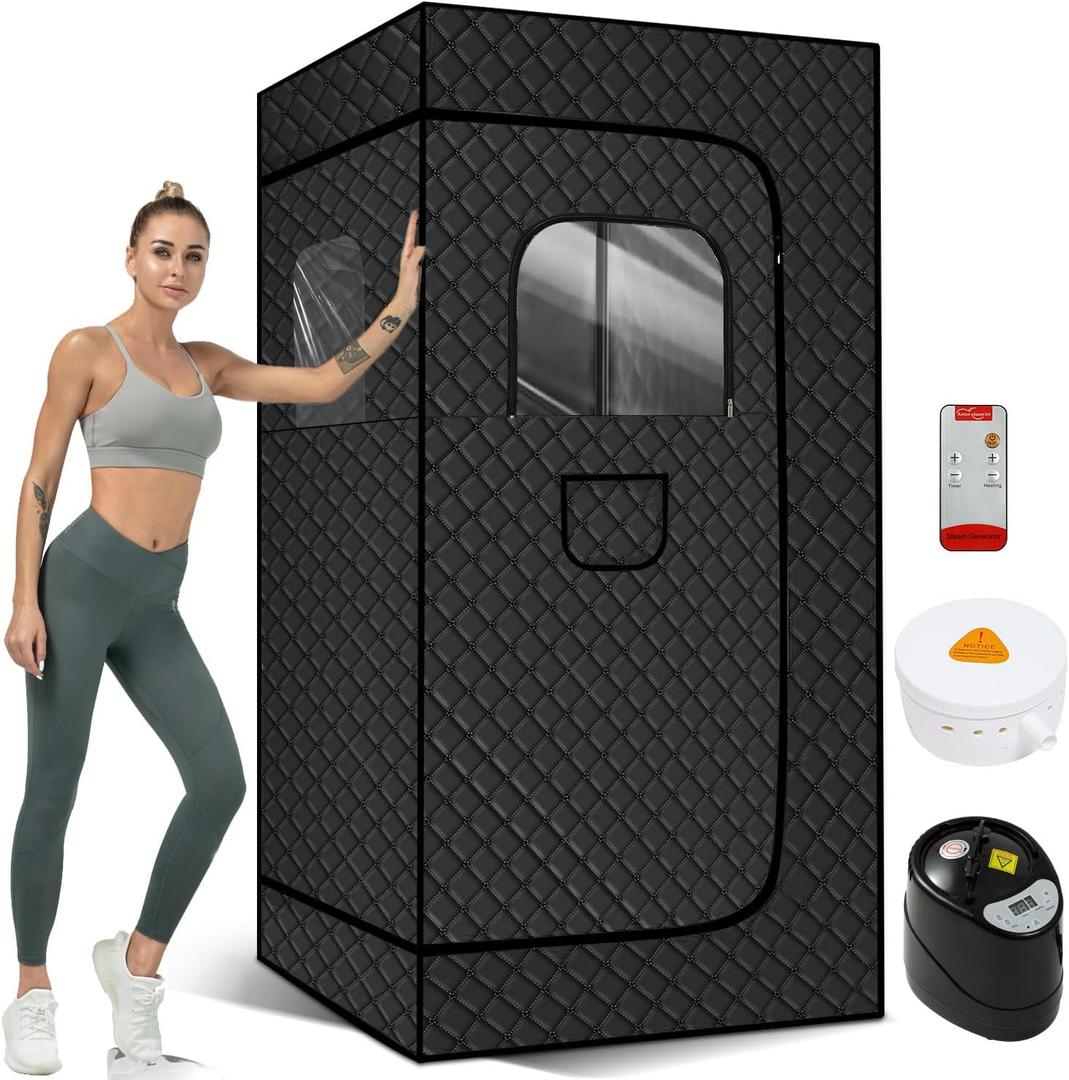 Portable Steam Sauna for Home, Full Body Sauna Box with 3L 1200W Steamer, Personal Sauna Steam Sauna Tent at Home Spa, Home Saunas Room for Gym, Pilates, Garage (Black 3L)